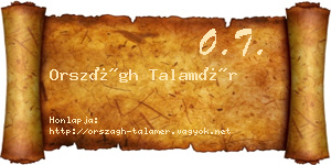 Országh Talamér névjegykártya