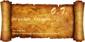 Országh Talamér névjegykártya